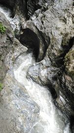 Water flowing through rocks