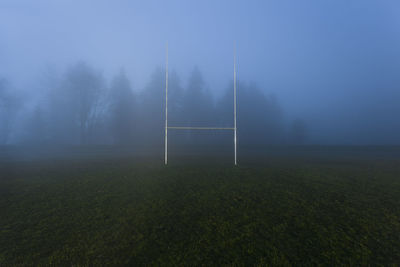Scenic view of landscape in foggy weather