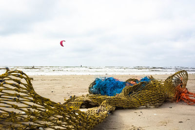 Fishing nets on shore at sankt peter-ording