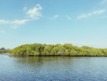 Scenic view of lake against sky