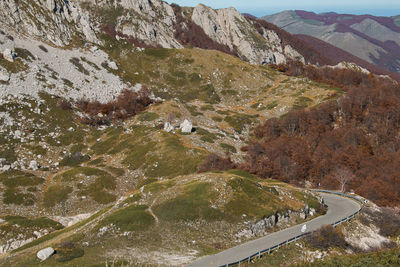 High angle view of mountain road