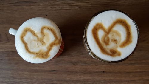 Directly above shot of cappuccino on table