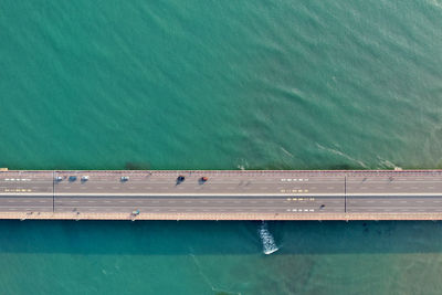 Aerial view of bridge over seascape