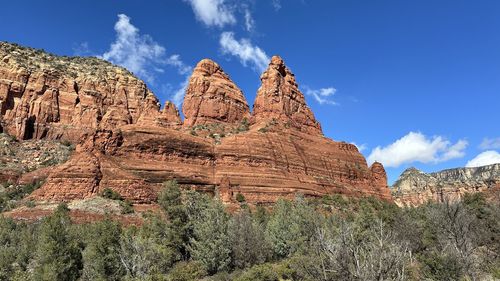 Panoramic view of rock formations against sky