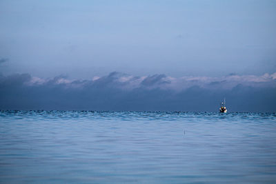 Sailboat in sea against sky