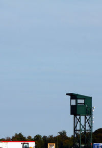 Low angle view of lifeguard tower against sky