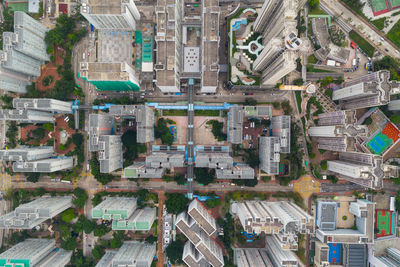 High angle view of buildings in city