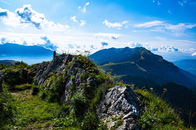 Scenic view of mountains against sky