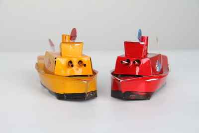 Close-up of toy car on table