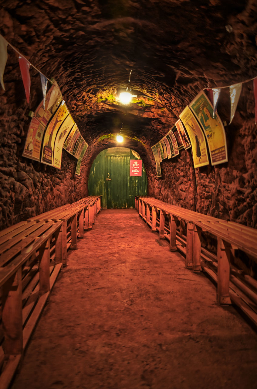 ILLUMINATED TUNNEL IN DARK