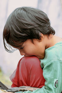 Close-up portrait of cute boy