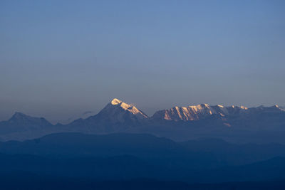 Scenic view of mountains against clear sky