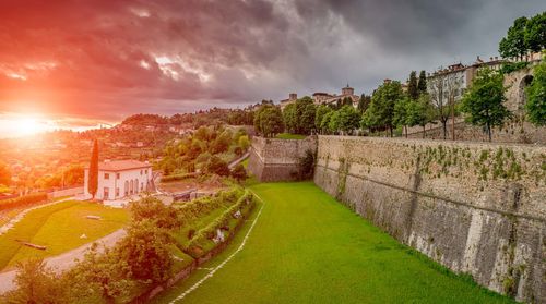 Ancient venetian walls that served as defense of the city of bergamo