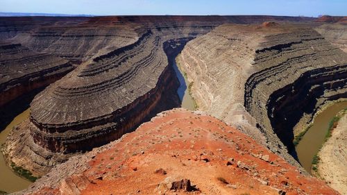 High angle view of san juan river in goosenecks state park