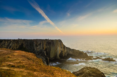 Scenic view of sea against sky during sunset