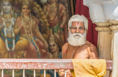 Portrait of man in temple