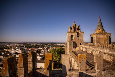 Low angle view of historic building against clear sky