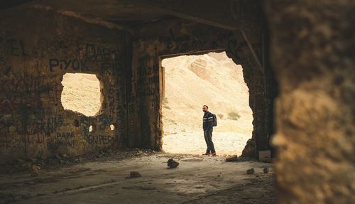 A man in a deserted building 