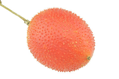 Close-up of strawberry against white background