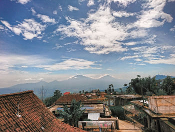 High angle view of townscape against sky