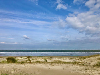 Scenic view of beach against sky