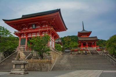 Exterior of temple building against sky