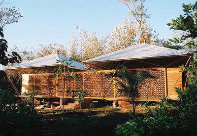 Houses with trees in background