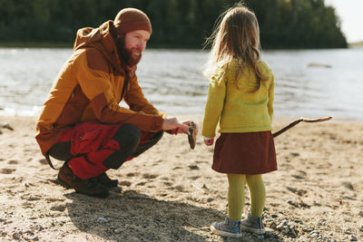 Father with daughter together