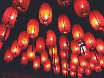 Illuminated lanterns at night