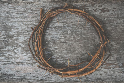 Directly above shot of heart shape in basket