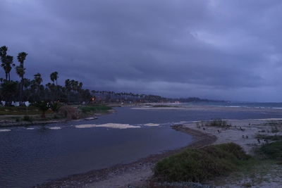 Scenic view of sea against cloudy sky