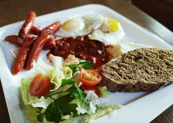 Close-up of meal served in plate