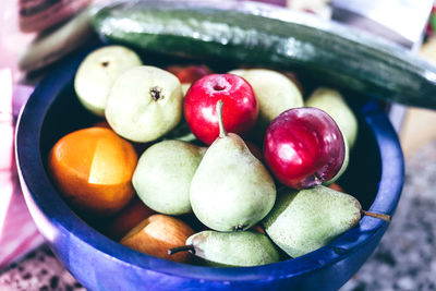 Close-up of fruits in plate