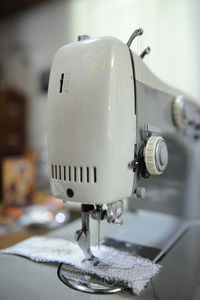 Close-up of sewing machine