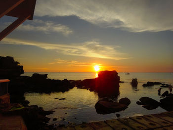 Scenic view of sea against sky during sunset