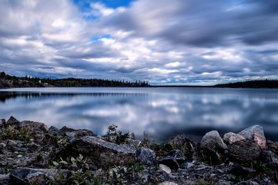 Scenic view of lake against sky