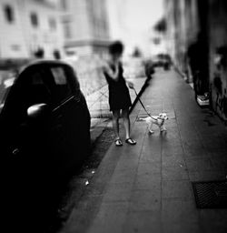 Woman standing in city