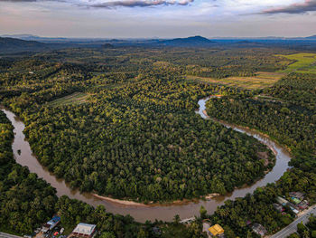 High angle view of landscape against sky