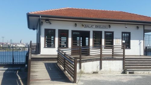 Exterior of building against clear blue sky