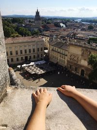 View on the town of avignon from the top of the palais of papes