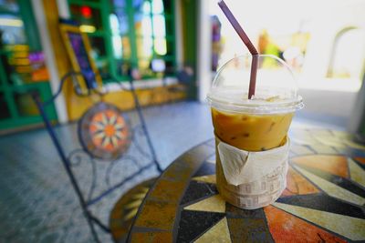 Close-up of drink on table