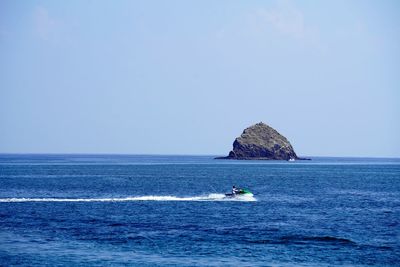 Scenic view of sea against clear sky