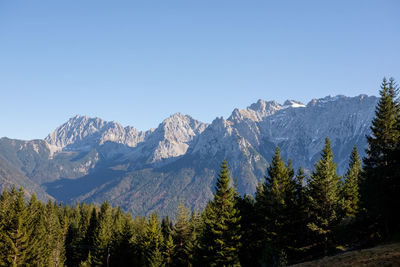 Scenic view of mountains against clear sky