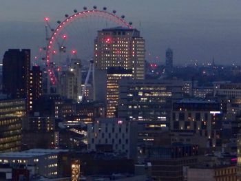 City lit up at night