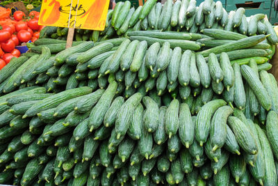 Fresh cucumber for sale at a market