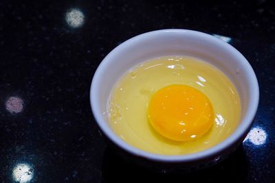 High angle view of breakfast in bowl on table