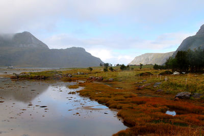 Scenic view of lake against sky