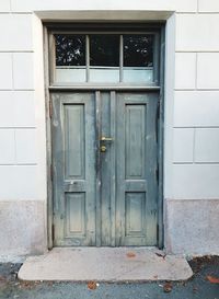 Closed door of building