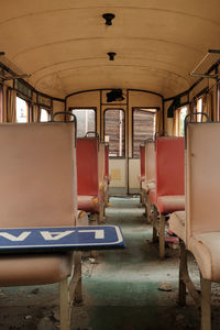 Interior of abandoned train