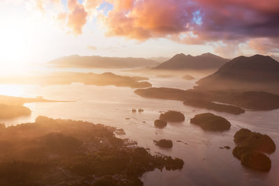 Scenic view of landscape against sky during sunset